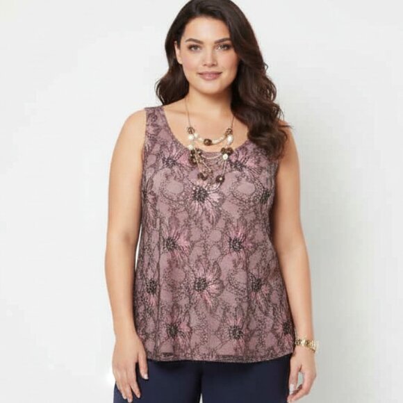 New CARMEN MARC VALVO Sz 14W Dentelle Evening Top - Picture 3 of 8